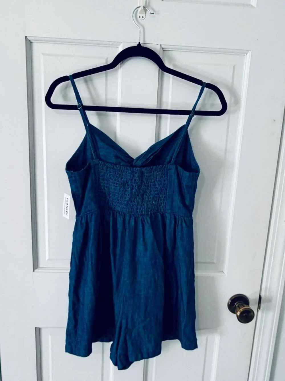 Old Navy Indigo Chambray Spaghetti Strap Cami Romper with Cutout, XS- NWT - Picture 7 of 8